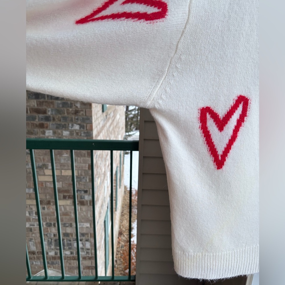 🆕♥️ Workshop Republic White Heart Knit Sweater Oversized Red Heart Print 3X Look - Picture 10 of 17